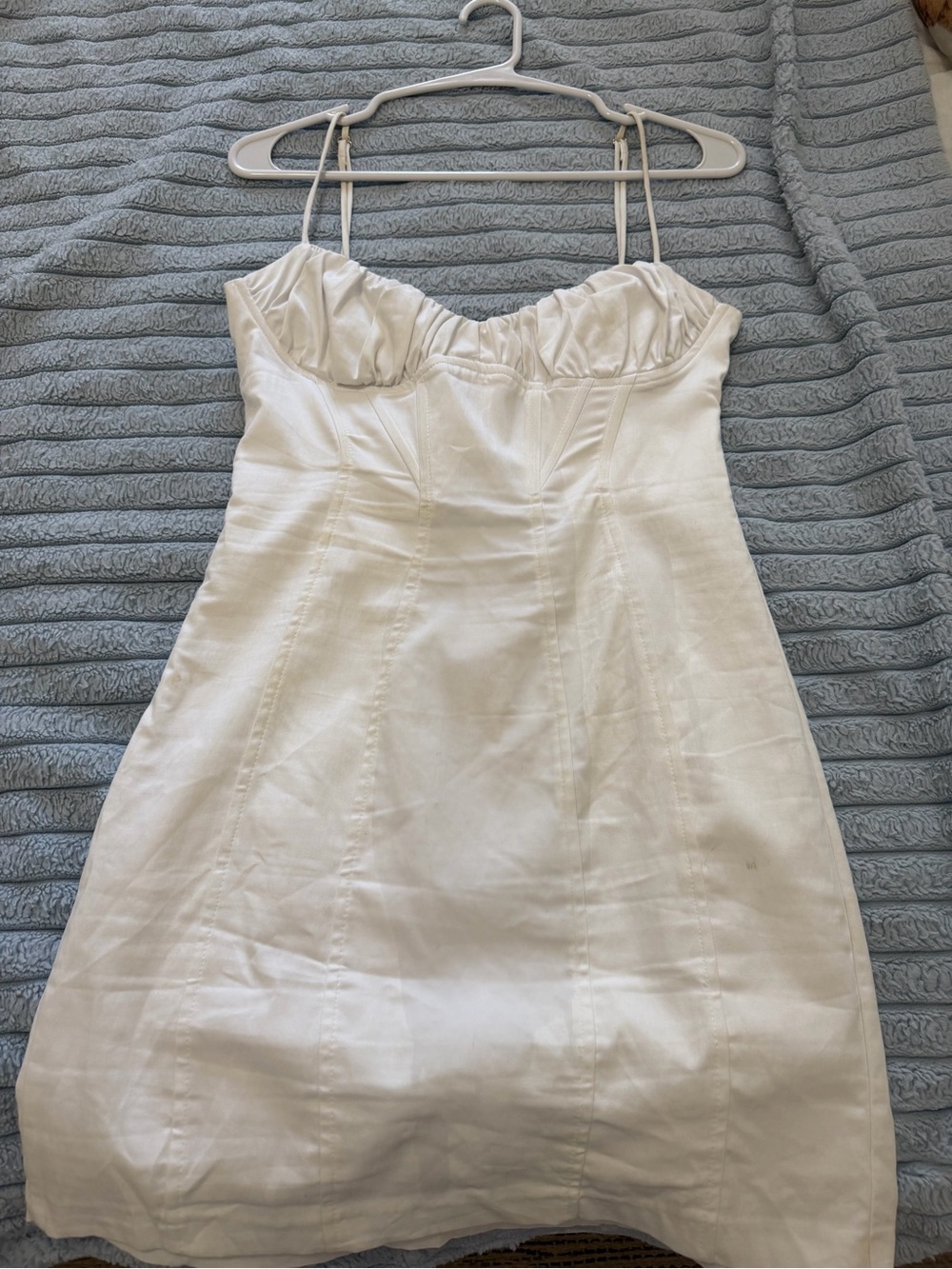Zara White Spaghetti-Strap Mini Dress